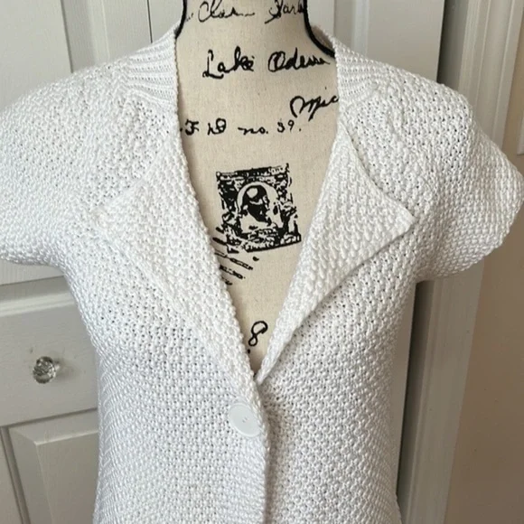 NWT Talbots Chunky Knit White Sweater Jacket Sm Petite - Picture 2 of 7